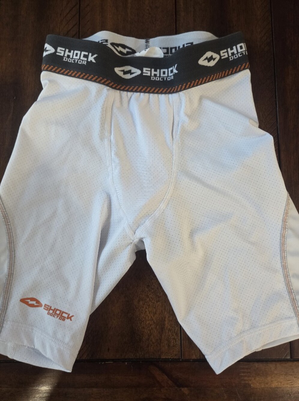 Shock doc med youth White Performance Compression baseball Shorts w/o cup